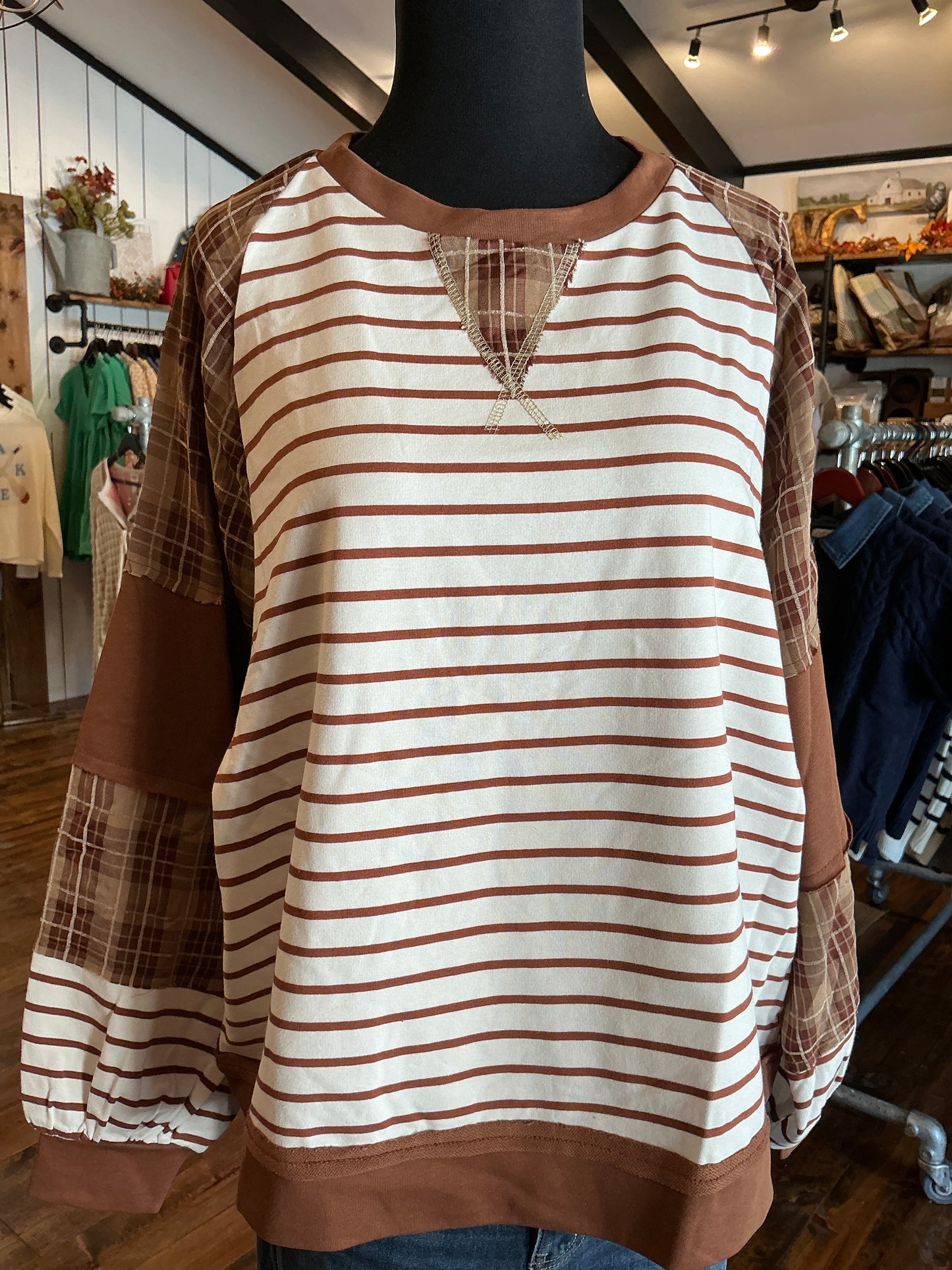 Plaid Triangle Detail Top