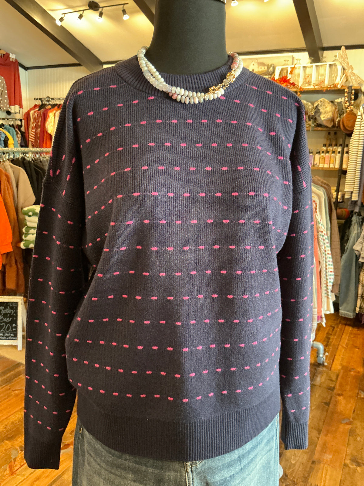 Purple Dash Navy Sweater