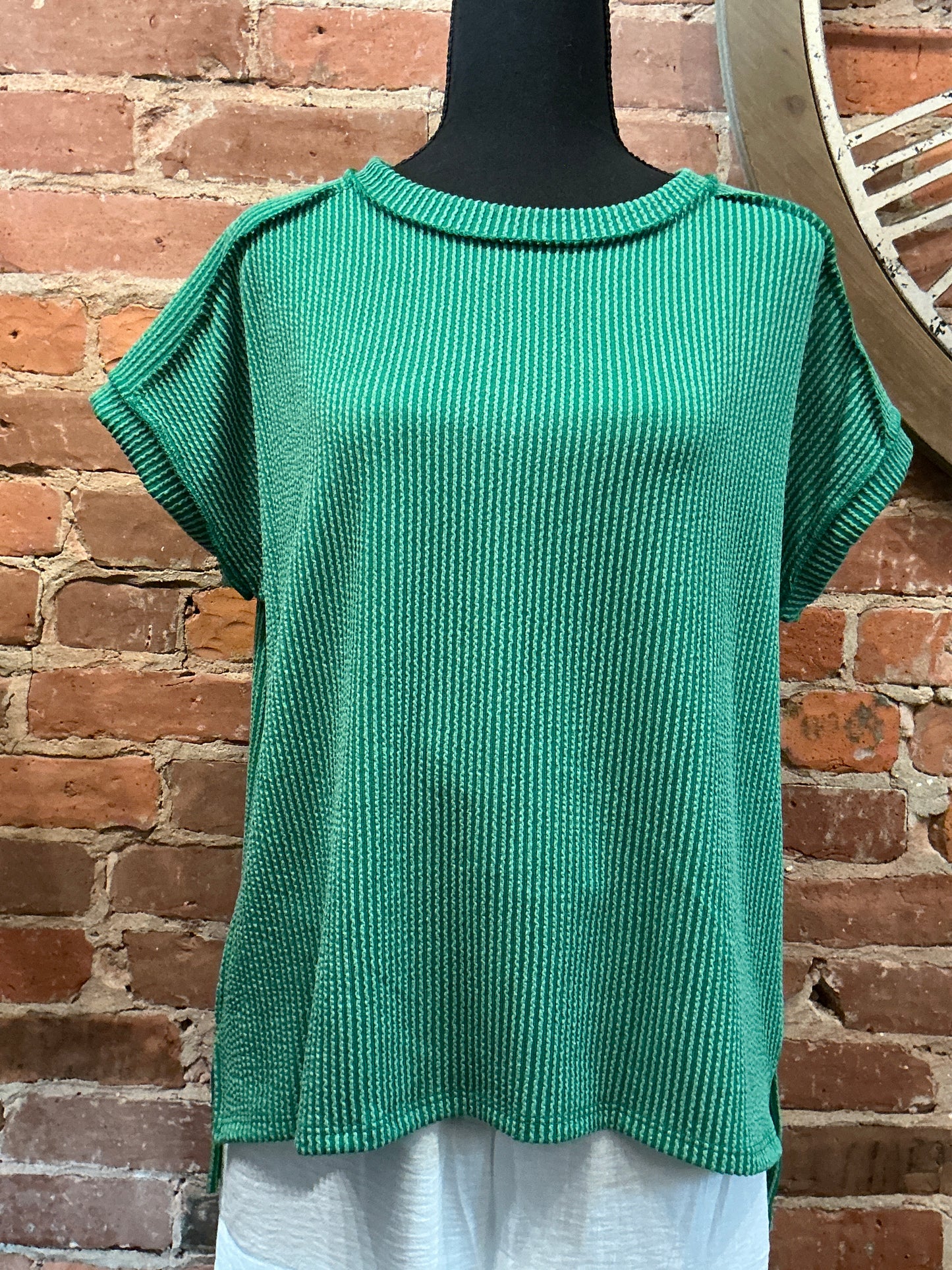 Kelly Green Ribbed Top