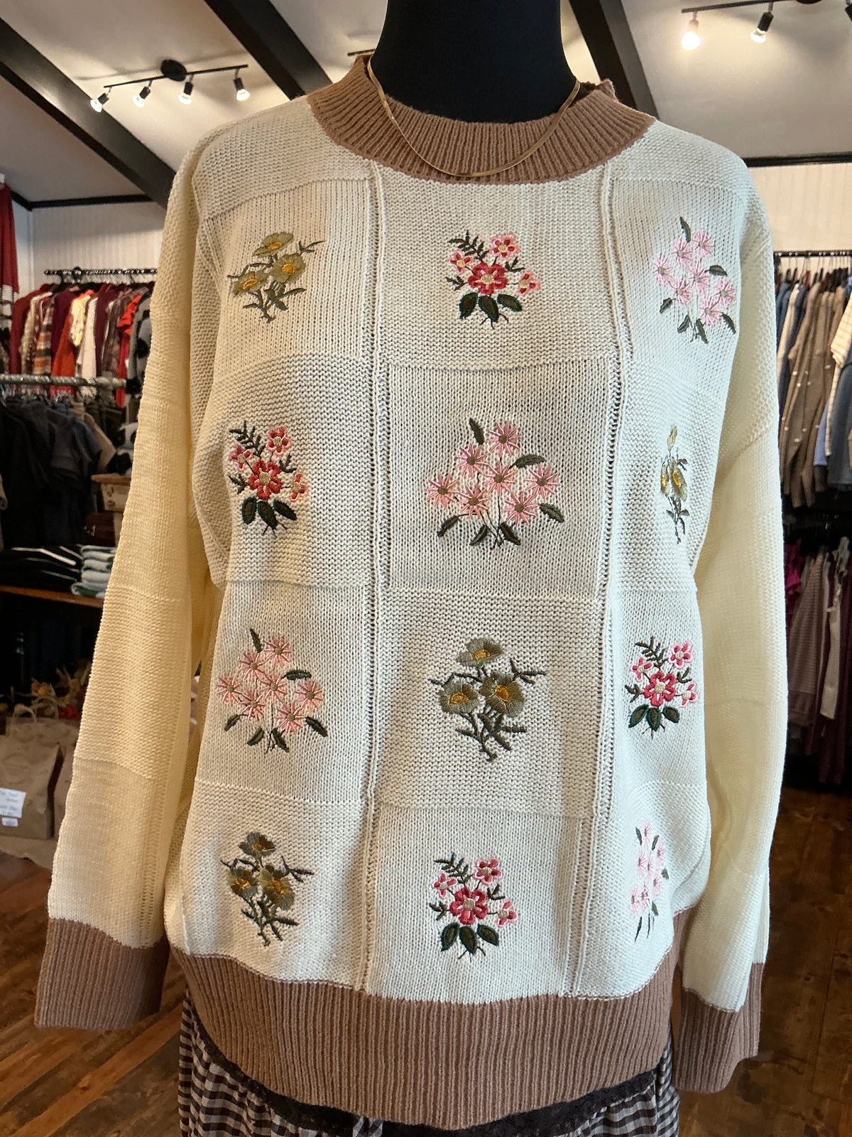 Embroidered Floral Sweater