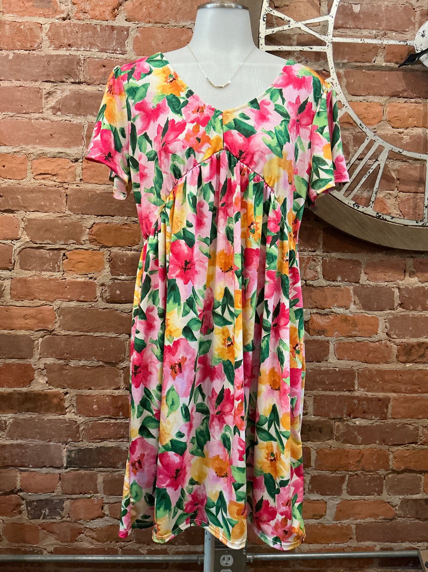 Floral V-Neck Babydoll Dress