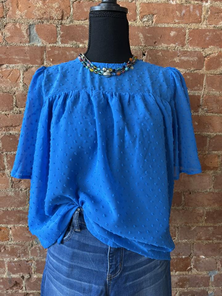 Swiss Dot Flutter Sleeve Top