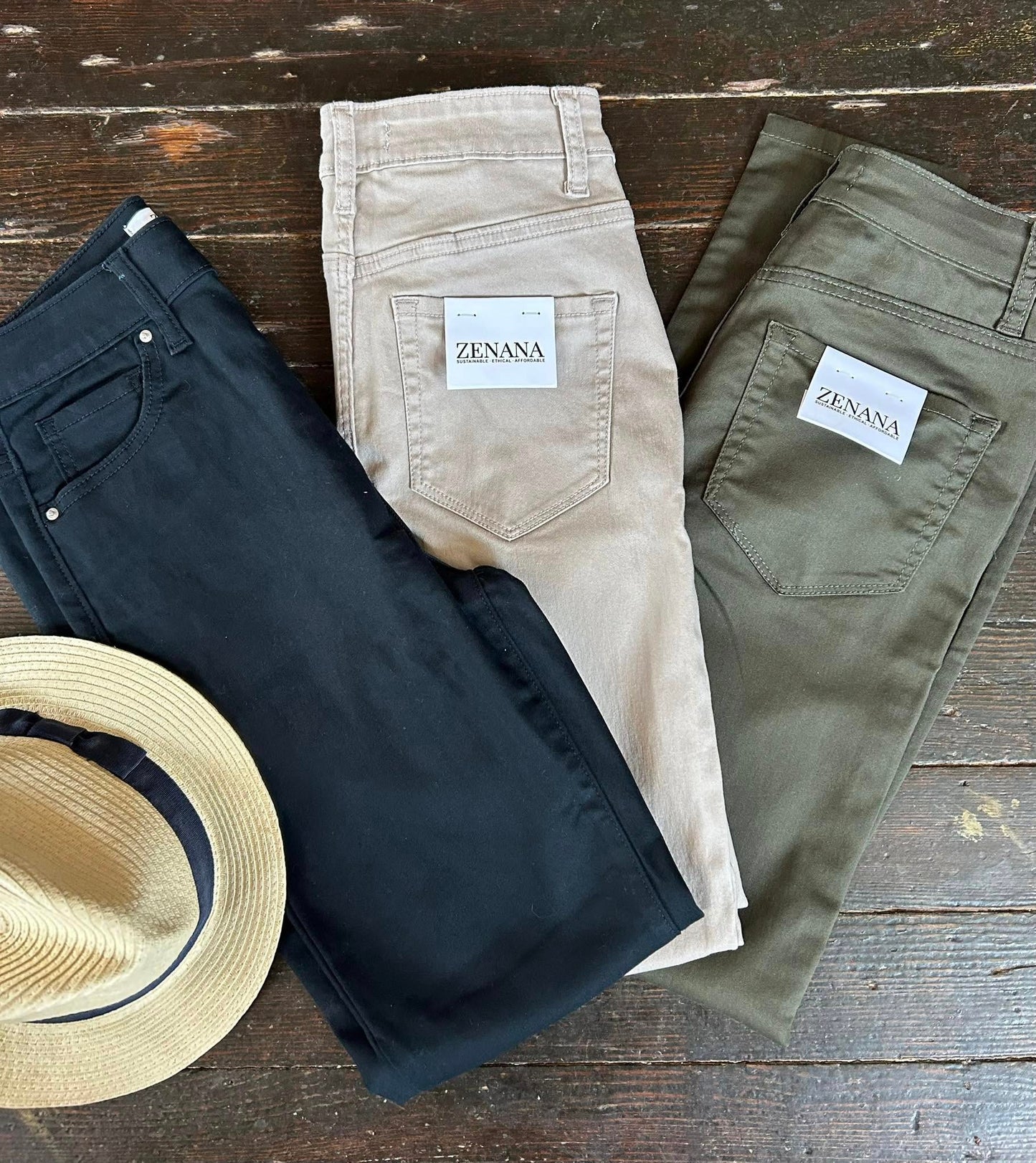 High Rise Skinny Stretch Pants Olive
