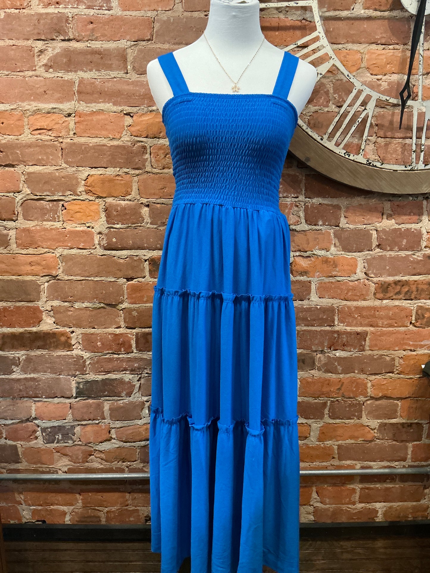 Tiered Summer Dress in Bright Blue