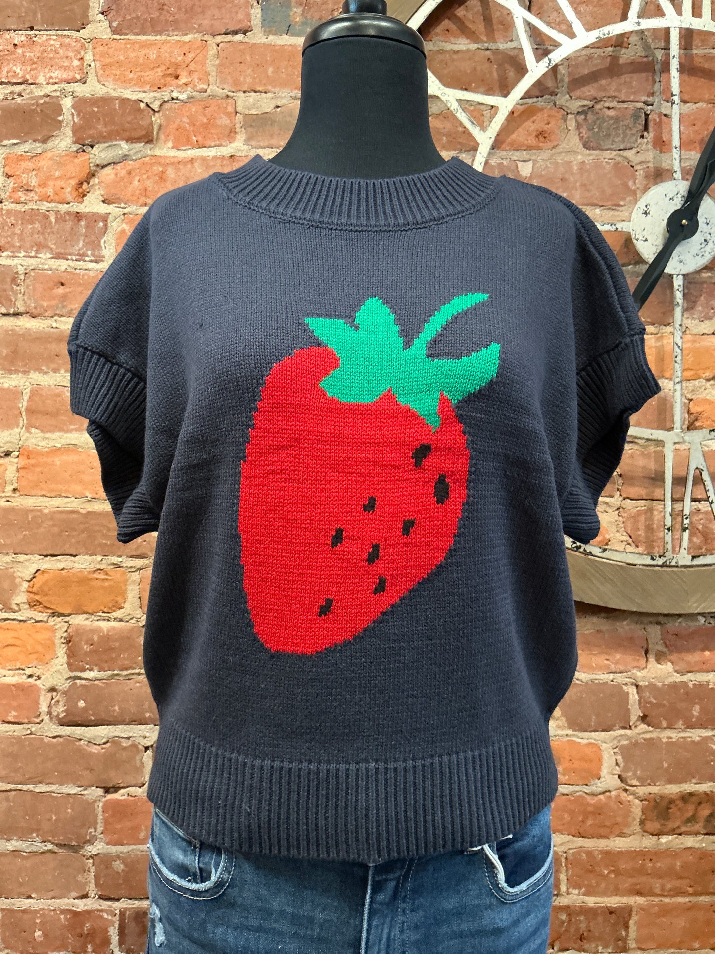 Strawberry Short Sleeve Sweater