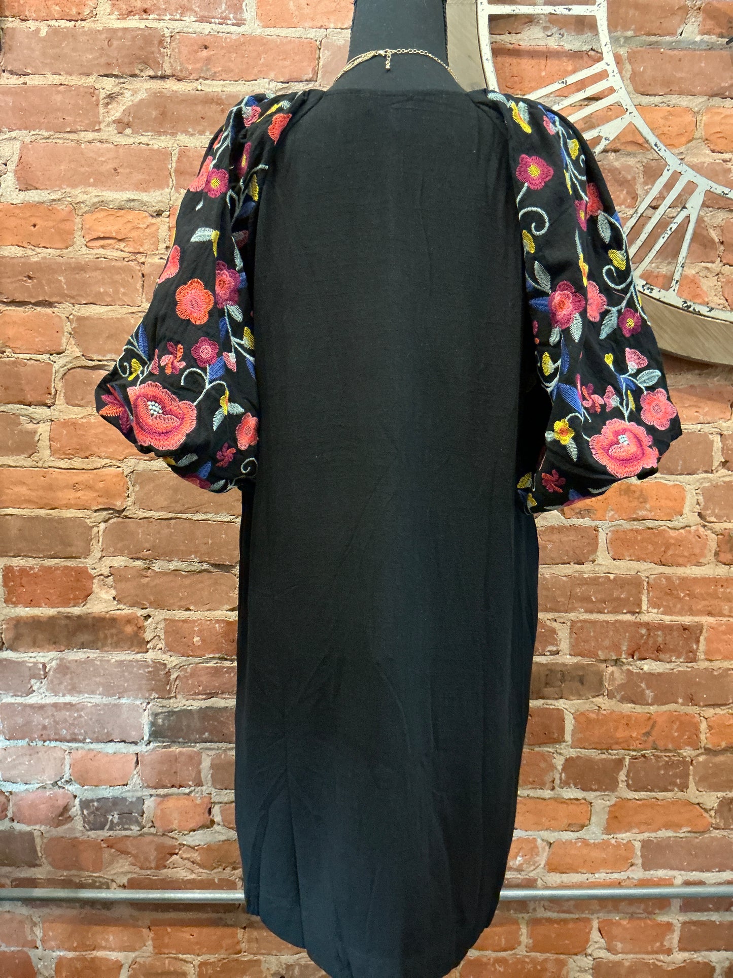 Embroidered Puff Sleeve Dress