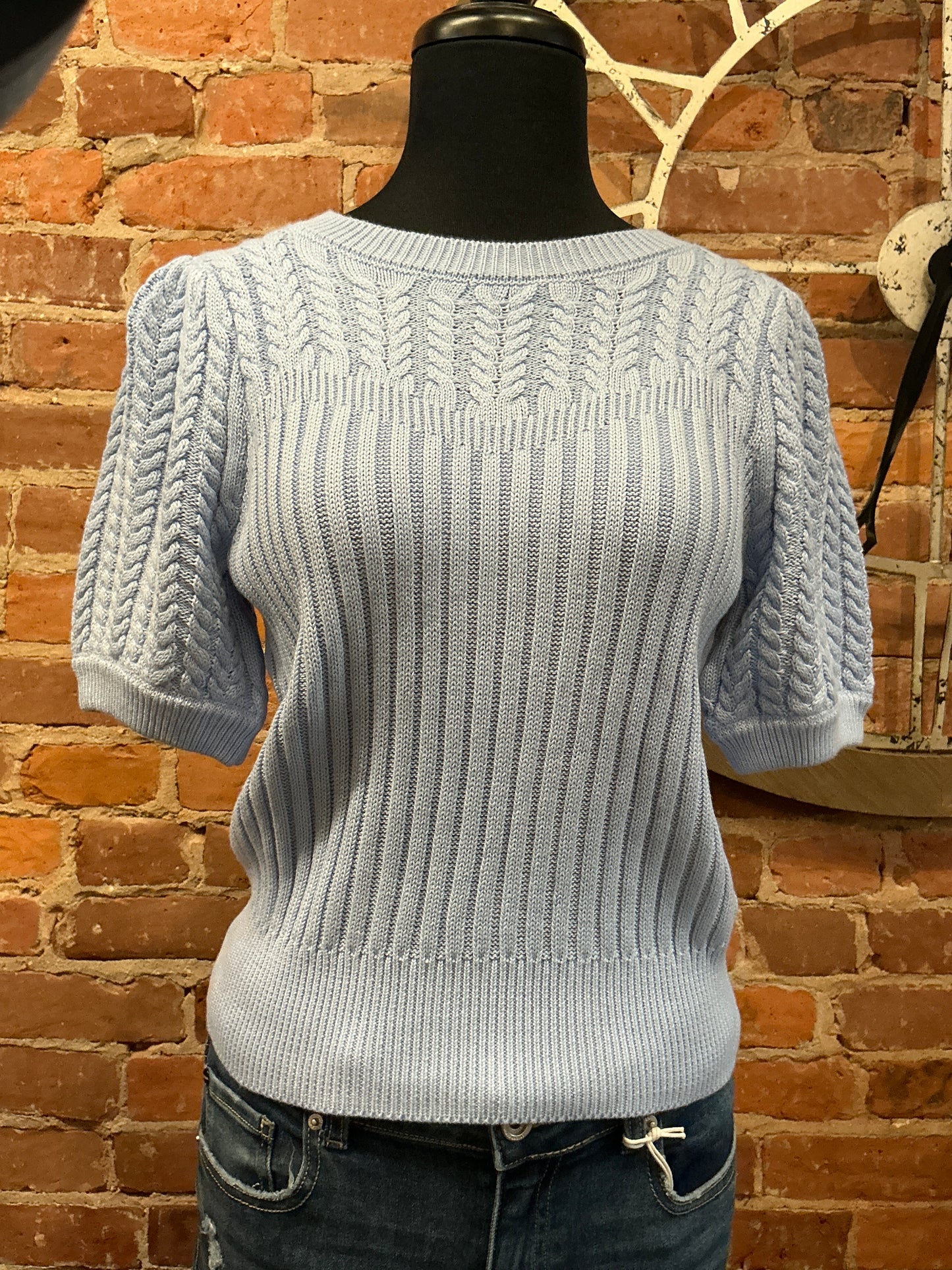 Cable Knit Sweater Light Blue