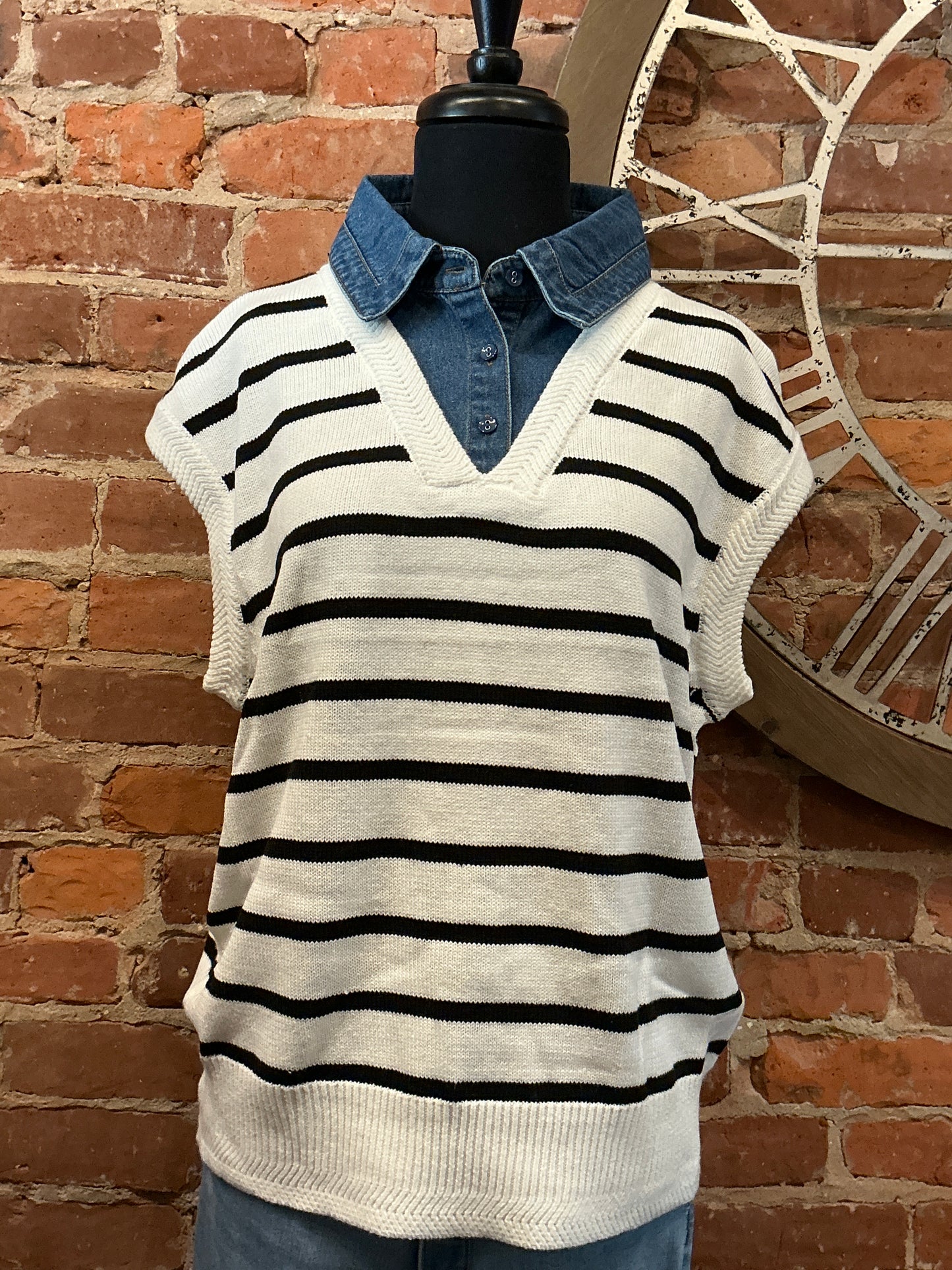 Denim Collard Sweater