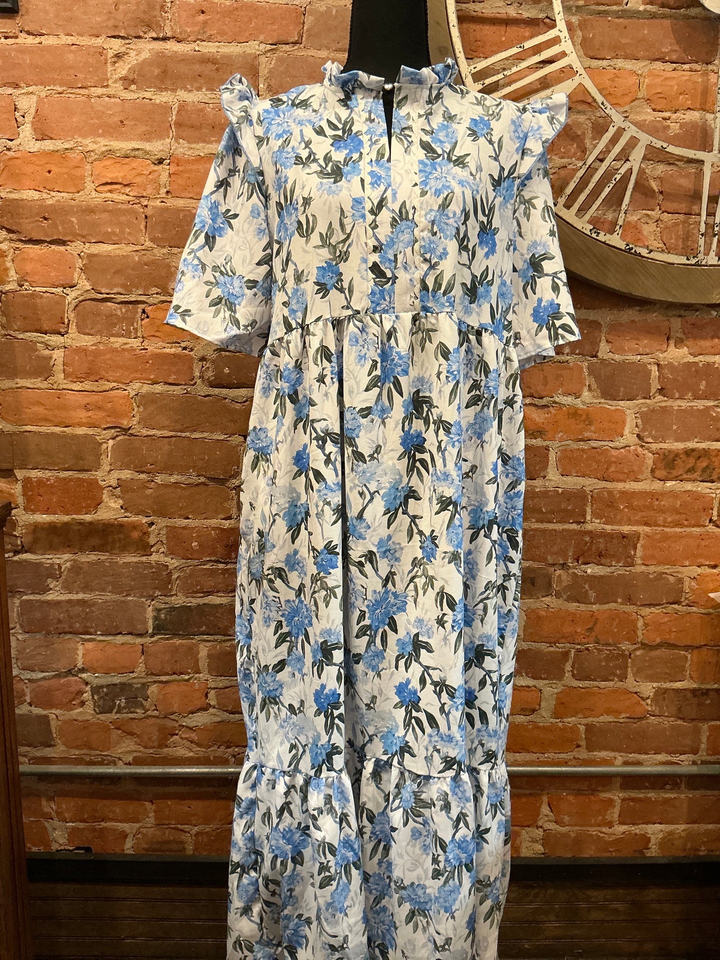 Flowy Ruffle Dress w/ Notch Neckline
