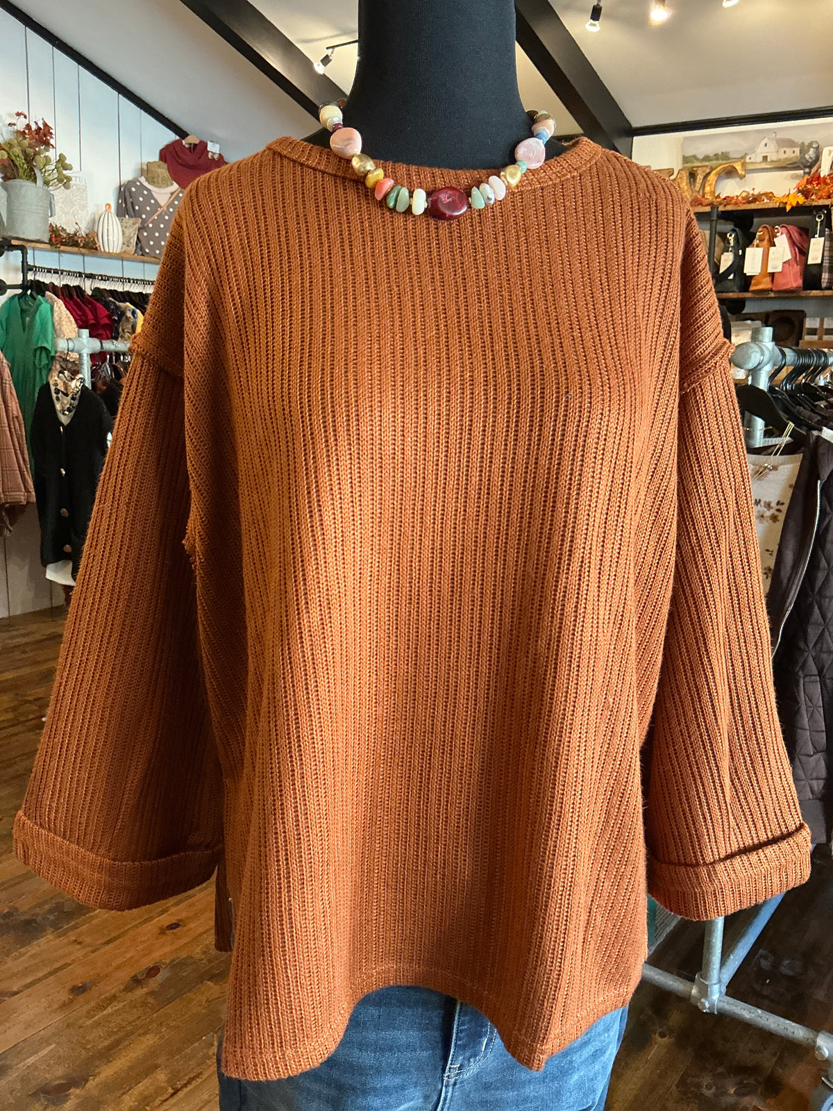 Amber Knitted Top with 3/4 Sleeves