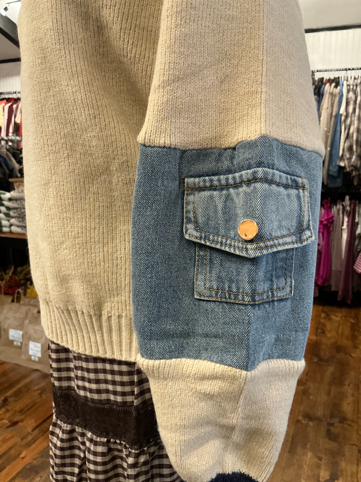 Denim Sleeve Sweater
