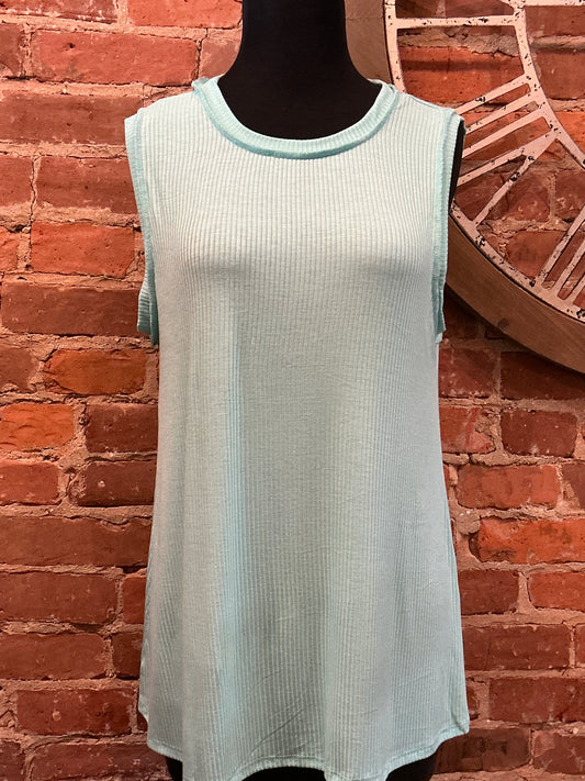 Sleeveless Banded Ribbed Top