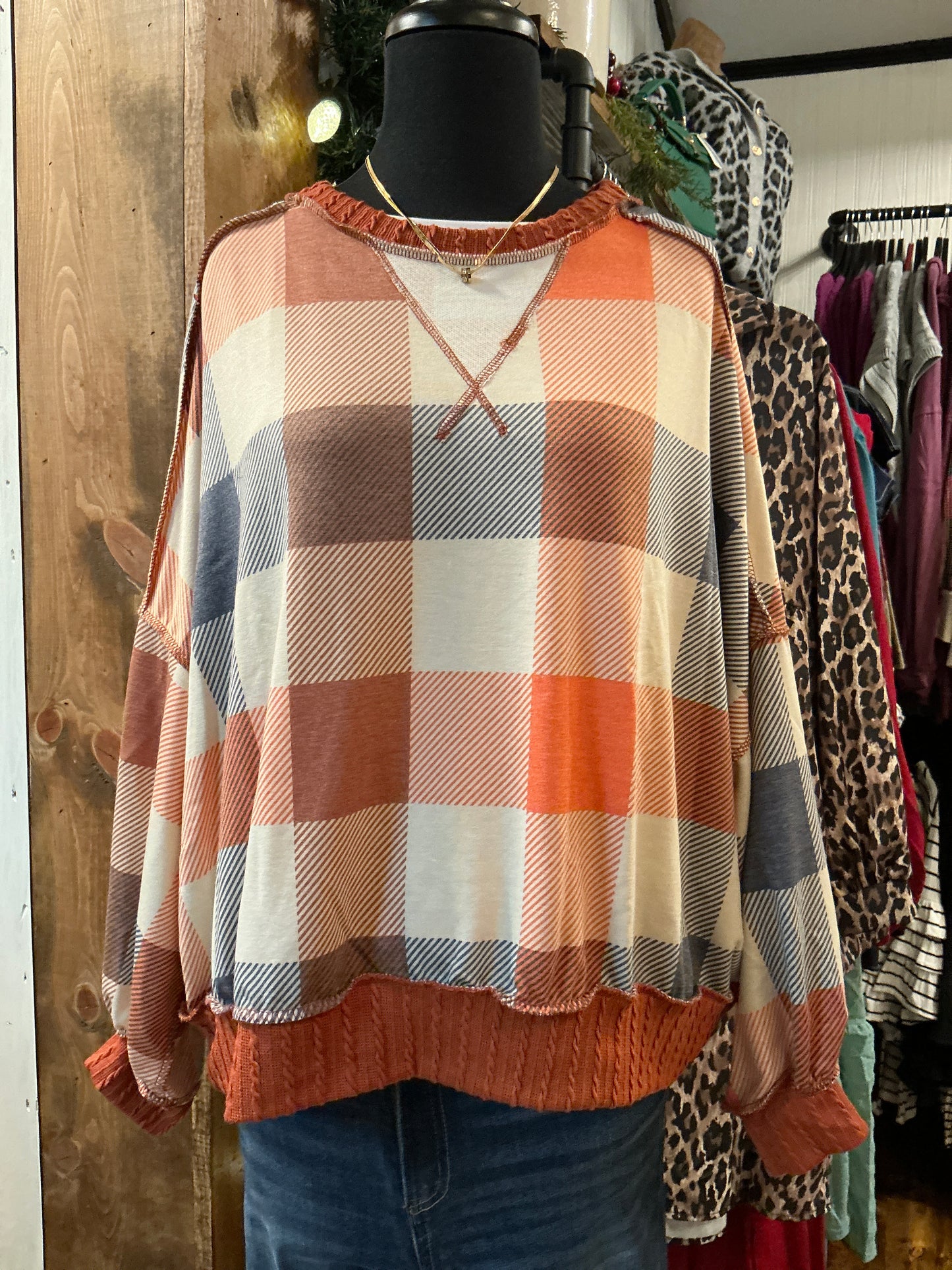 Colorful Plaid Oversized Top