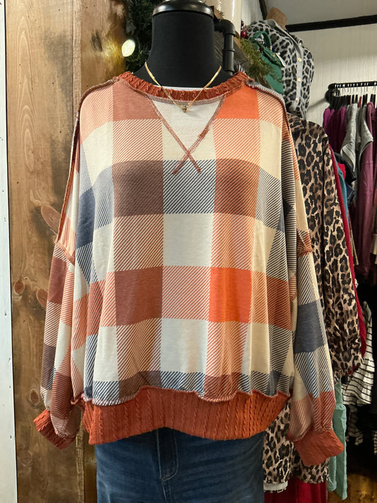 Colorful Plaid Oversized Top