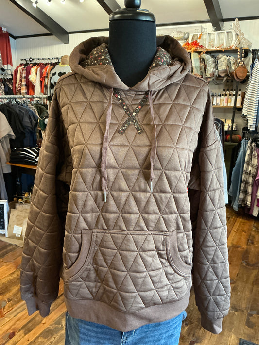 Quilted Floral Hoodie Sweatshirt
