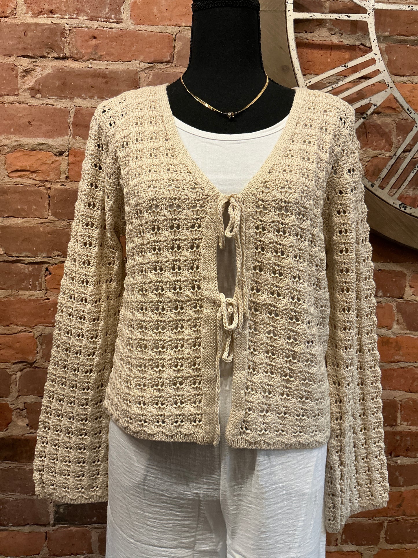 Double Bow Crochet Sweater