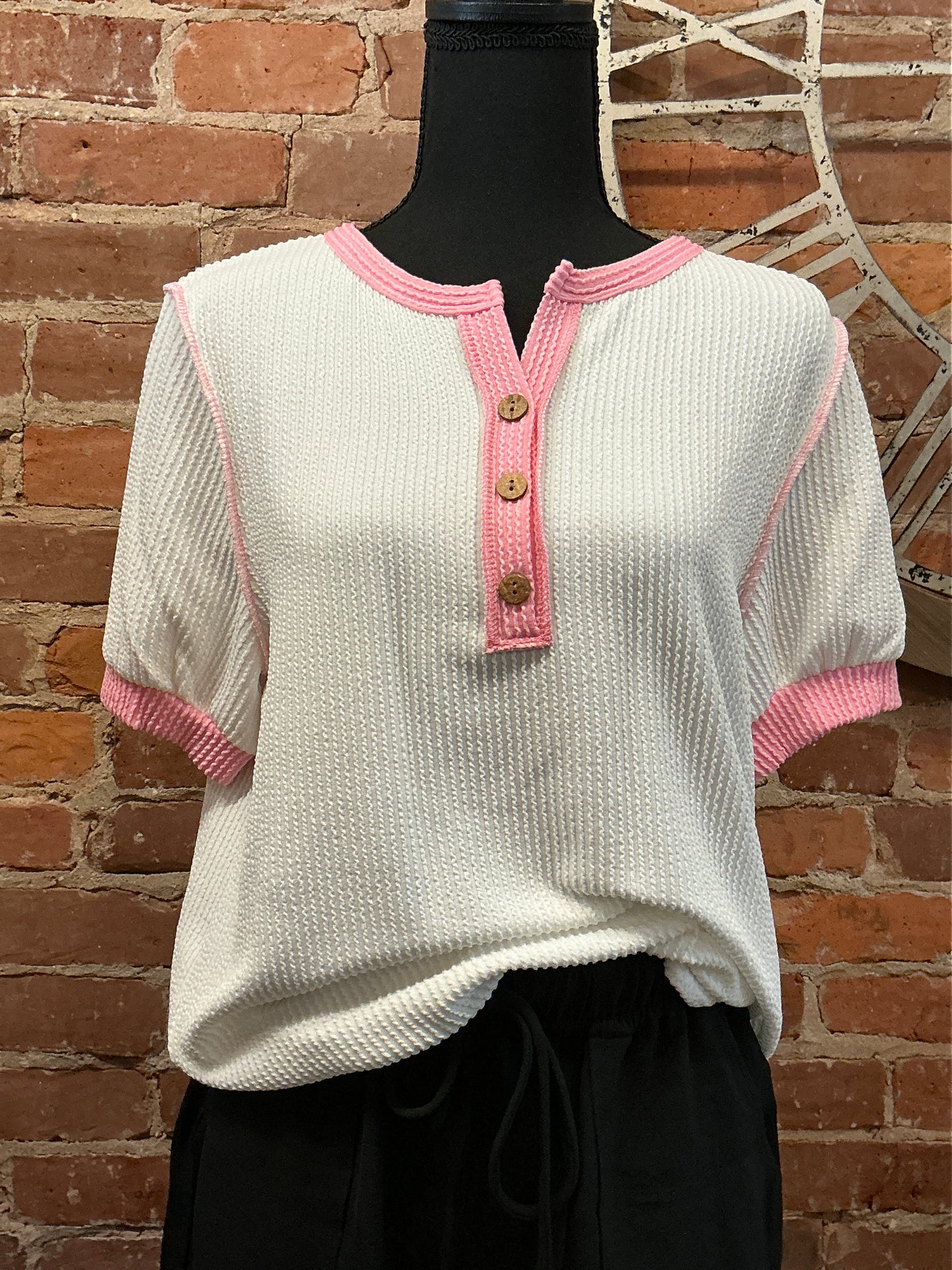 Ribbed Button Down Top