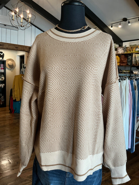Patterned Crew Neck Sweater