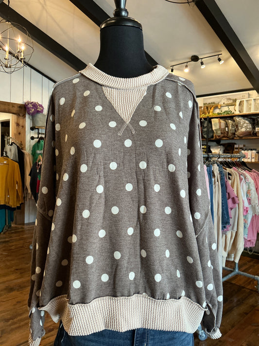 Polka Dot Ribbed Top