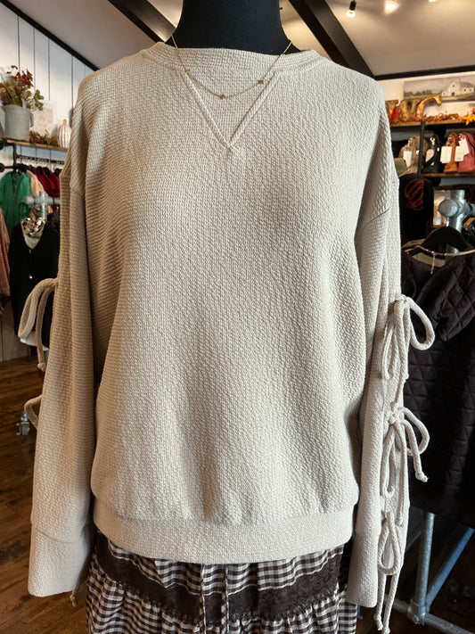 Ribbon Sleeve Knit Top