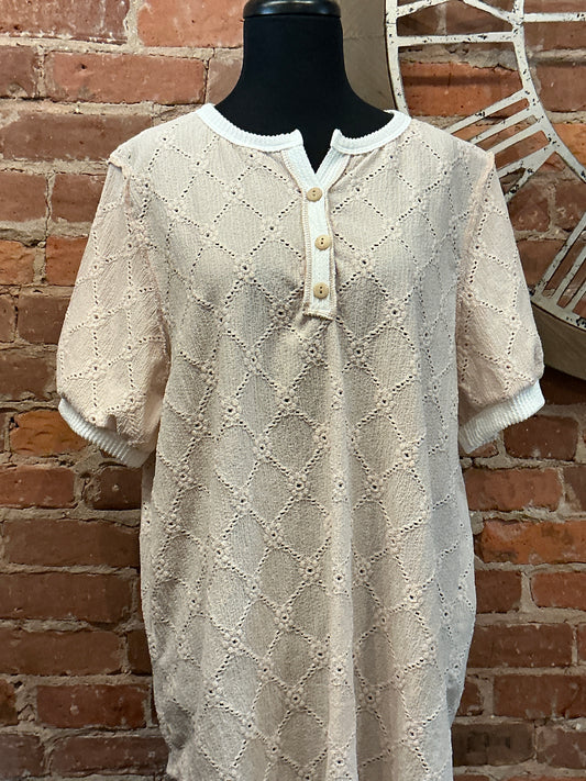 Plus Lace Knit Henley Top