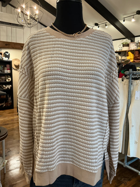 Reversed Stitch Brown Stripe Top