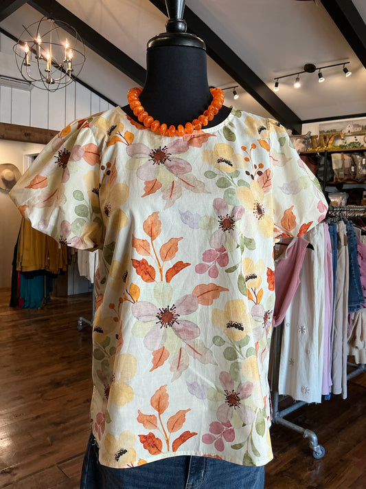 Puff Sleeve Floral Top