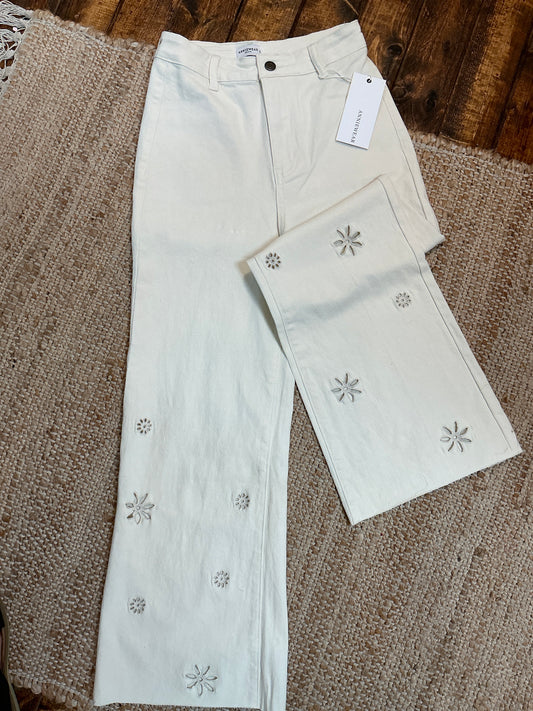 Eyelet Embroidered Pants