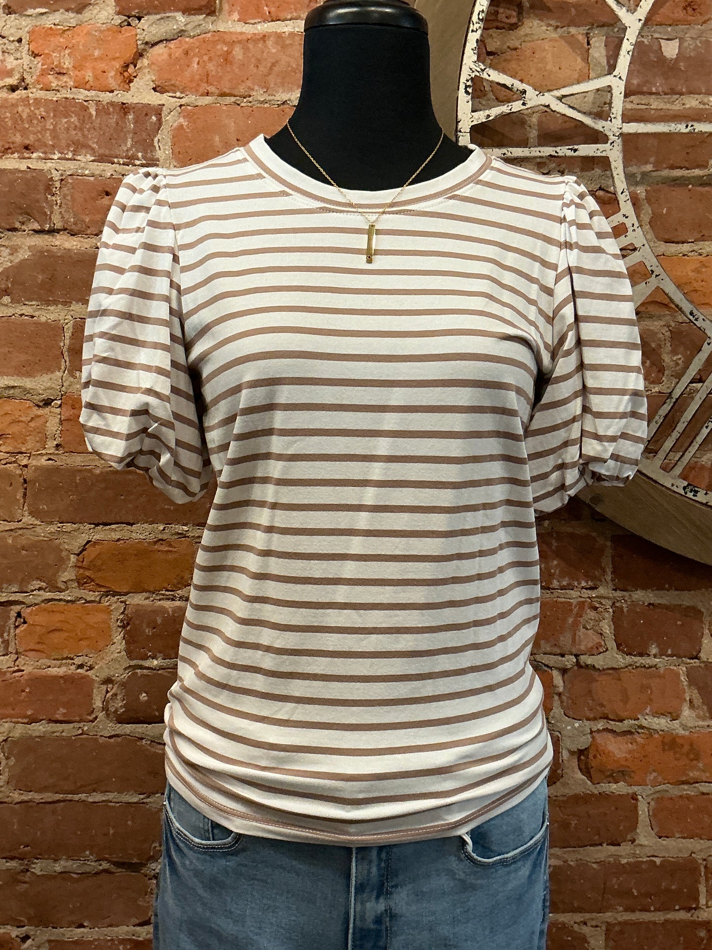Stripe Puff Sleeve Top