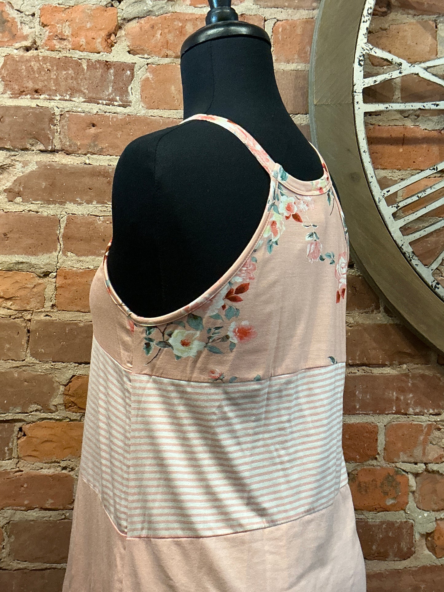 Floral Color Block Halter Tank Top