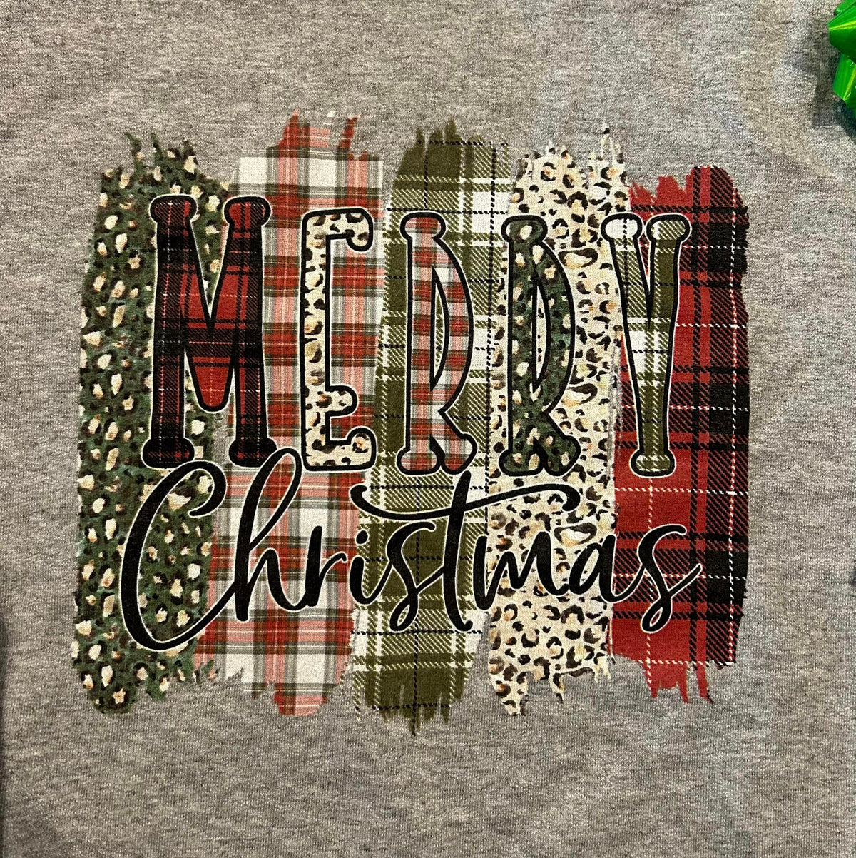 Merry Christmas Brushstrokes Grey Sweatshirt