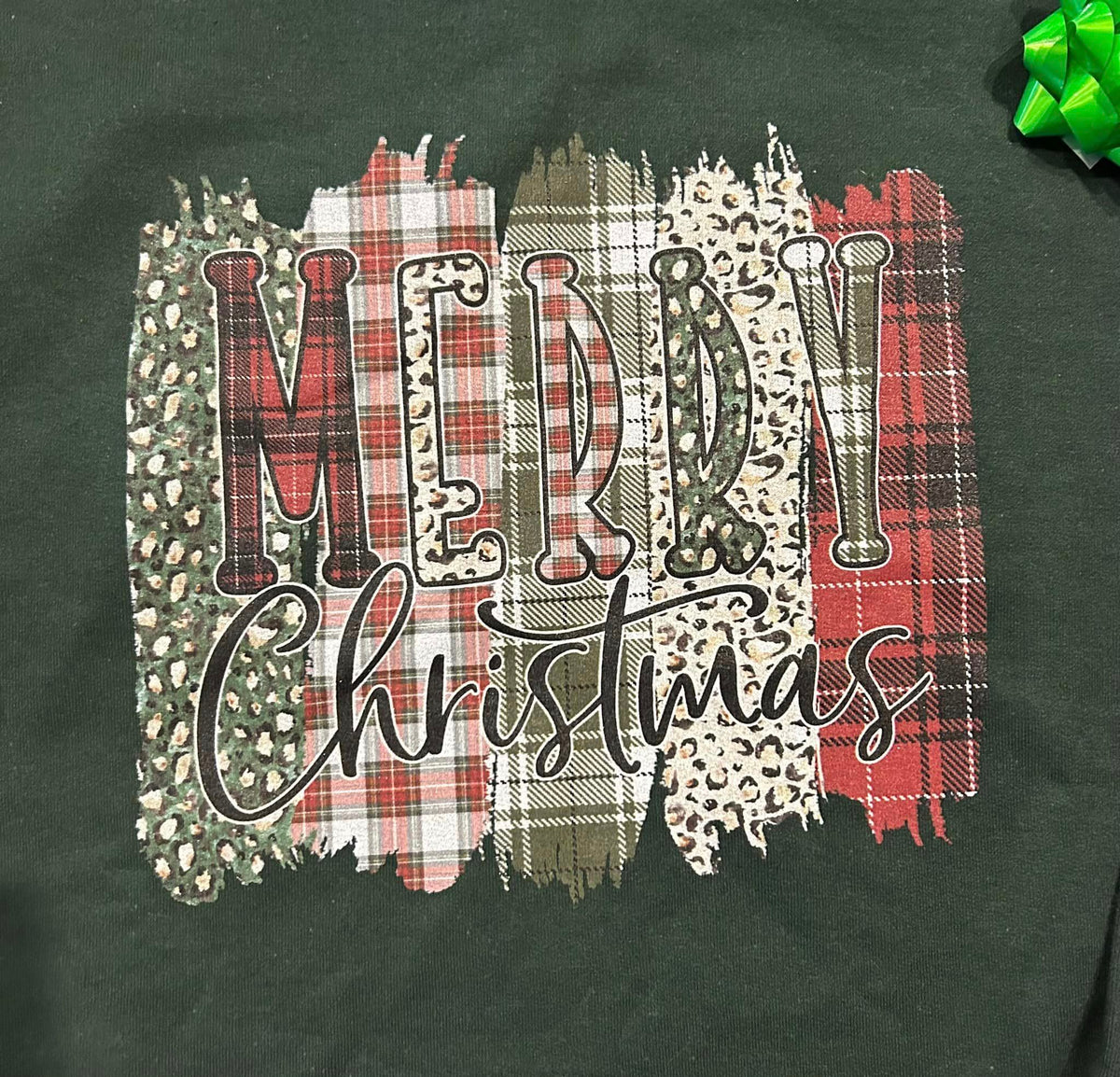 Merry Christmas Brushstrokes Green Sweatshirt