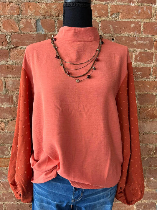 Swiss Dot Balloon Sleeve Top