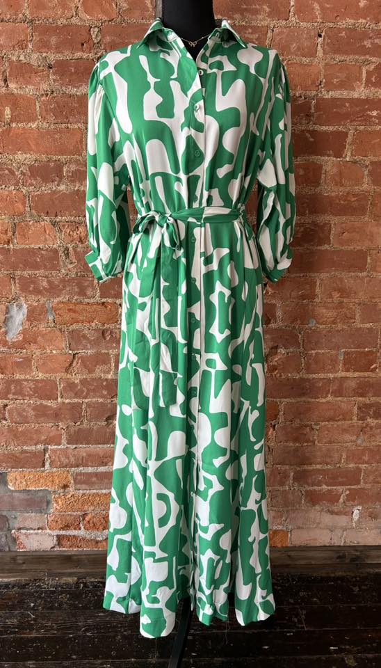 Geometric Print Shirt Dress