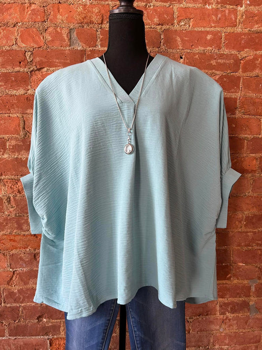 V-Neck Drop Shoulder Top Plus