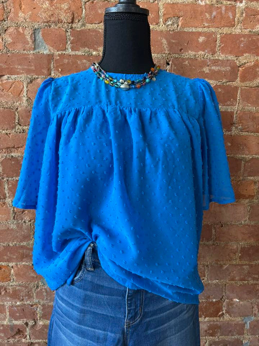 Swiss Dot Flutter Sleeve Top