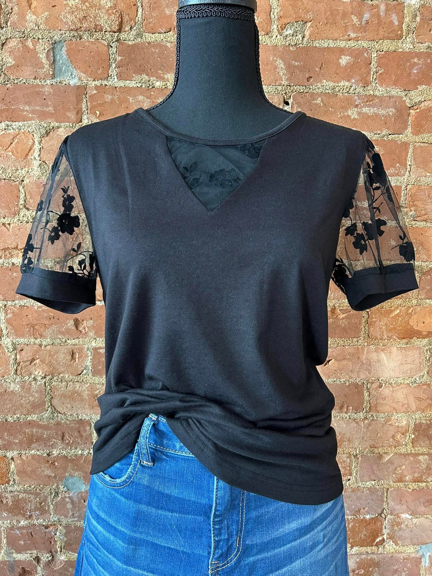 Floral Laced Crew Top