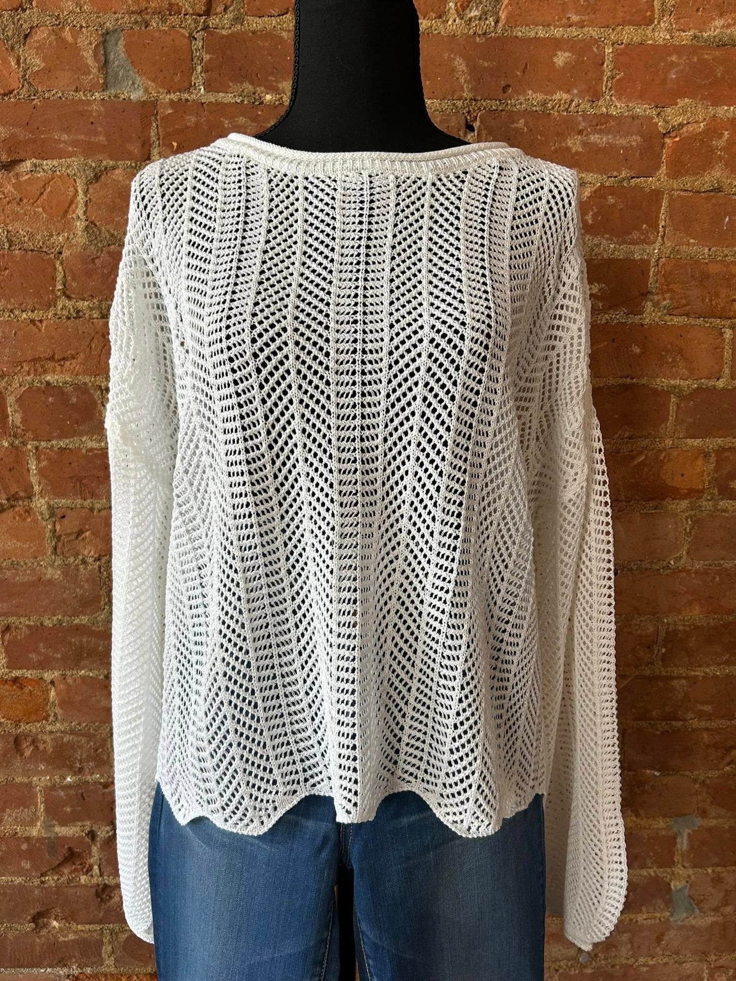 Ivory Mesh Knit Sweater