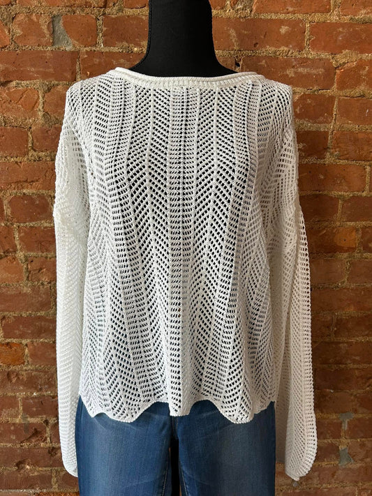 Ivory Mesh Knit Sweater