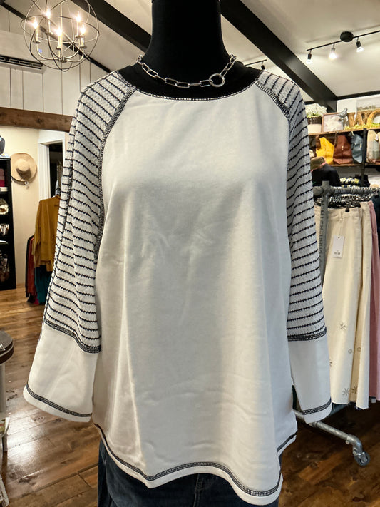 Pattern Sleeve Raglan Patchwork Top
