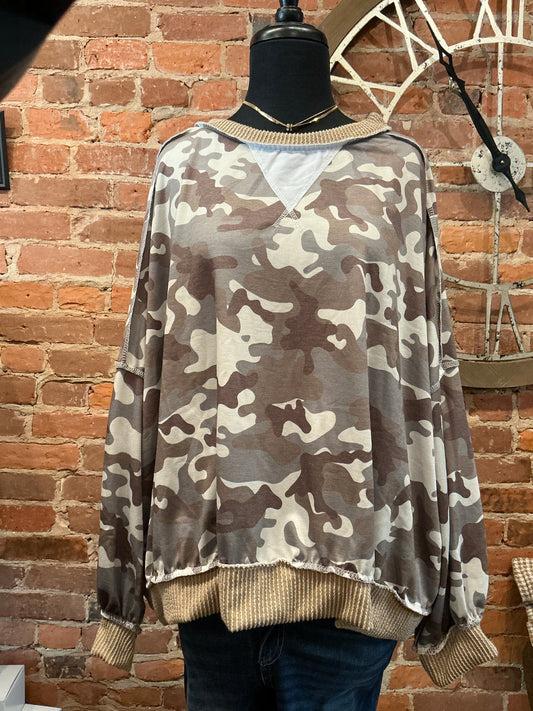 Camo Crewneck Top
