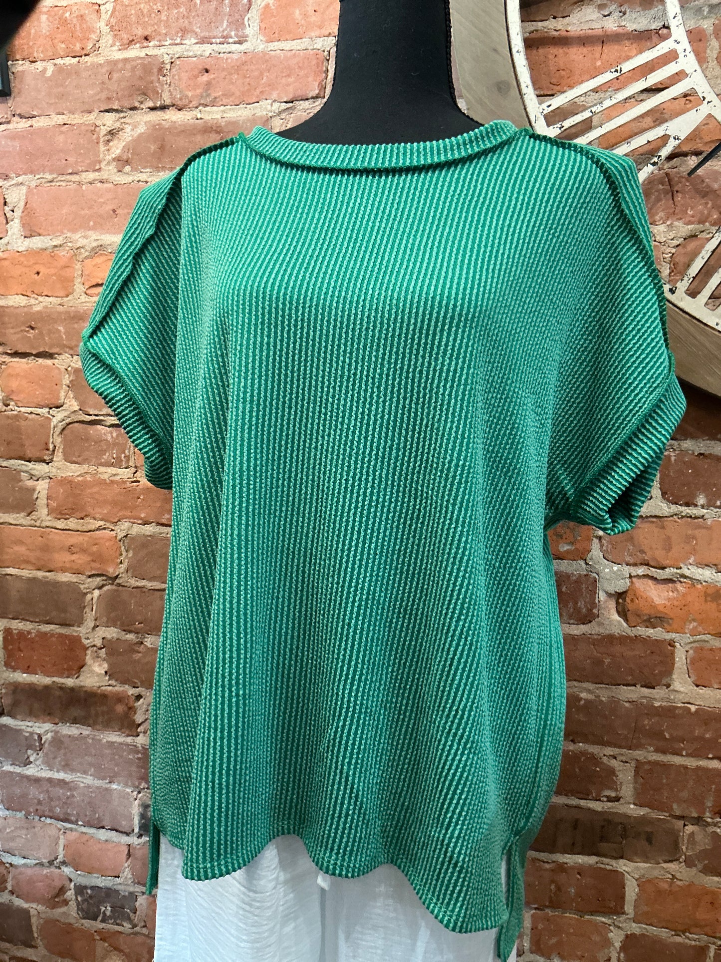 Plus Kelly Green Ribbed Top