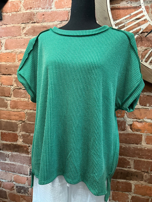 Plus Kelly Green Ribbed Top