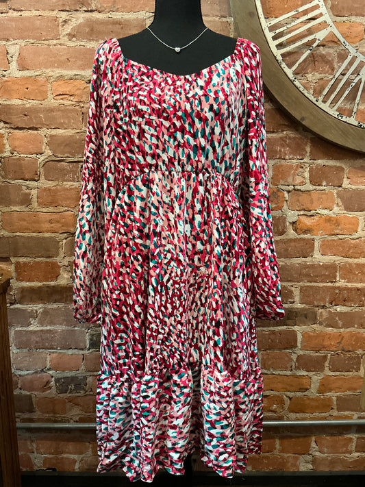 High Waist Print w/ Bubble Long Sleeves