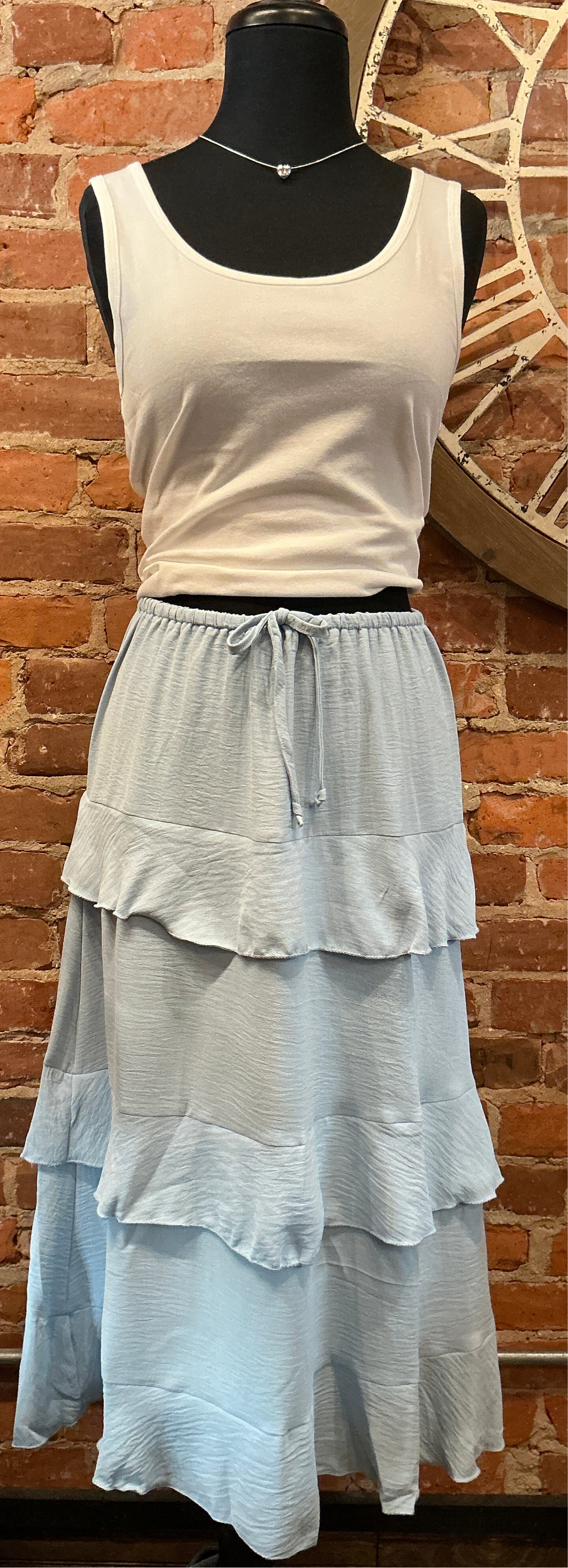 Ruffled Tier Skirt in Light Blue