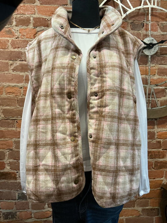 Plus Plaid Snap Closure Vest