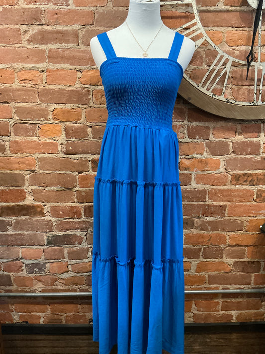 Tiered Summer Dress in Bright Blue