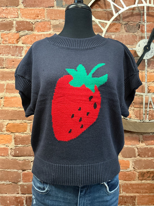 Strawberry Short Sleeve Sweater