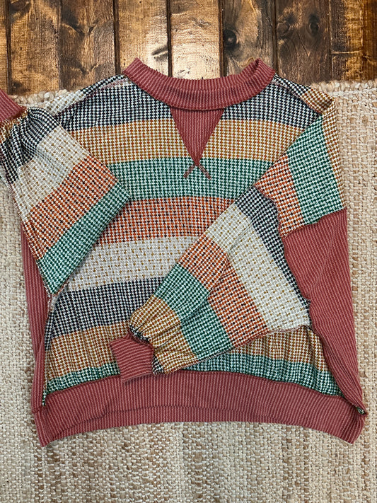 Oversized Top with Multicolored Stripe