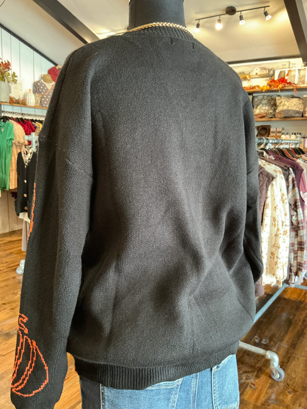 Pumpkin Knit Sweater in Black